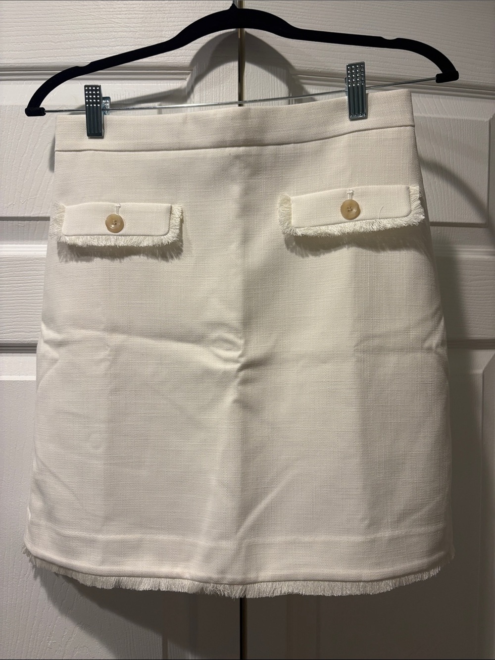 Classic Cream Fringe Mini Skirt